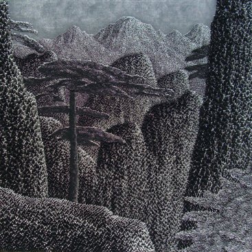 Grand-Mountain-and-Tree-Top,-Saenkom-Chansrinual,-120-x-120-cm,-solid-acrylic-on-canvas,-2011