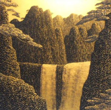 Grand-Mountain,-Water-and-Tree-Top-I,-Saenkom-Chansrinual,-100&#215;100-cm,-solid-acrylic-on-canvas,-2013-[Heesu]